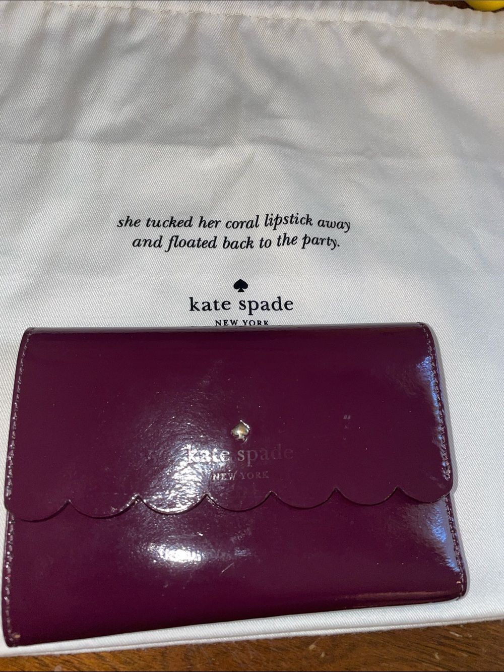 kate spade Patent Scallop Flap Wallet - Magenta